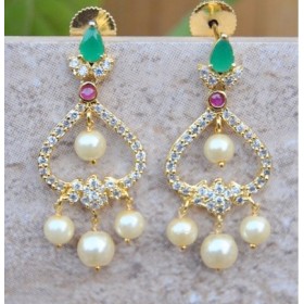 Emerald Diamond Dangler Earrings 
